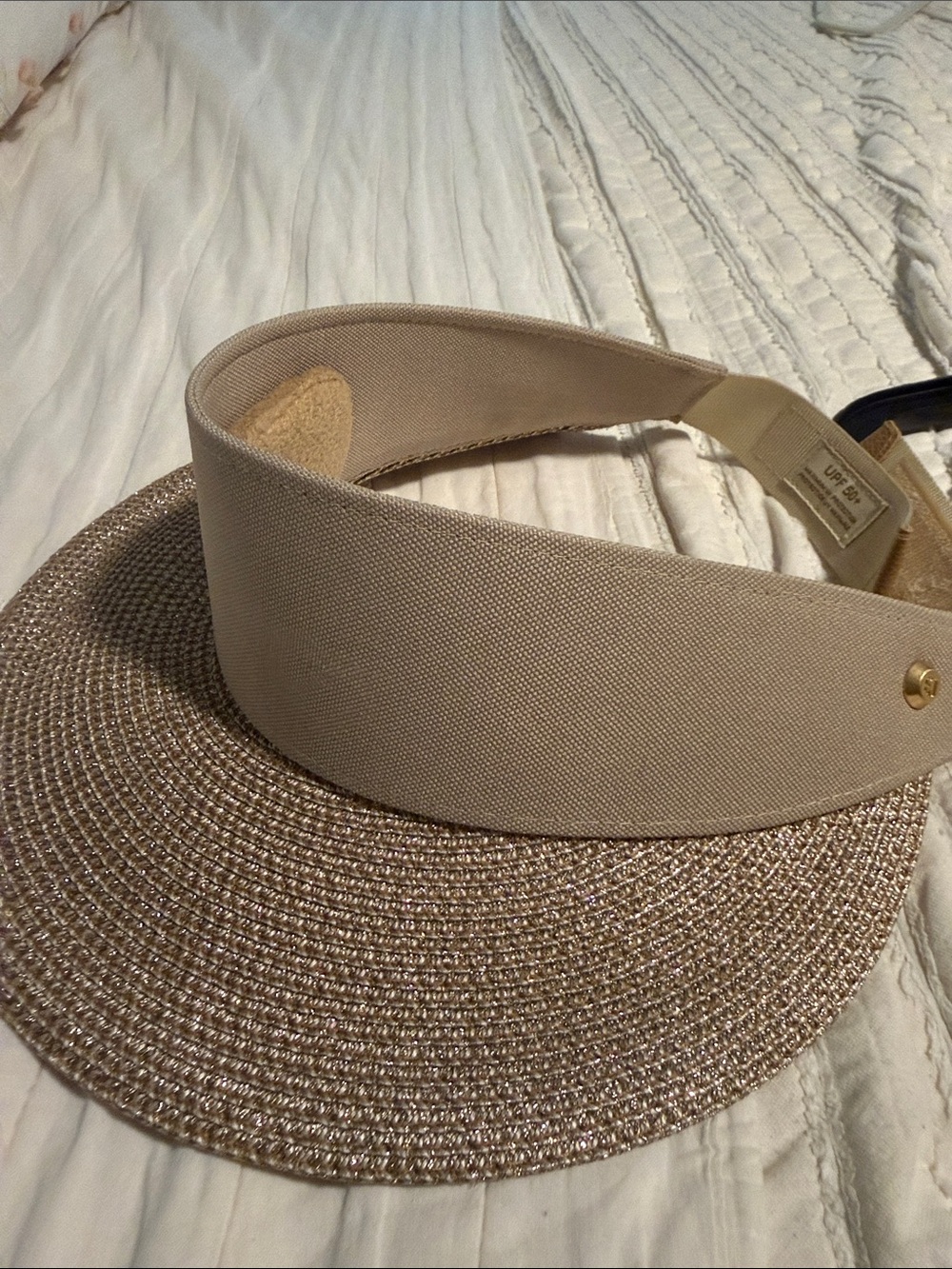 Eric Javits Neutral / gold Visor Sun Hat - Lightweight Summer Accessory - Picture 8 of 8